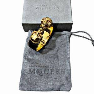 Authentic Alexander McQueen Gold Swarovski Skull Bangle